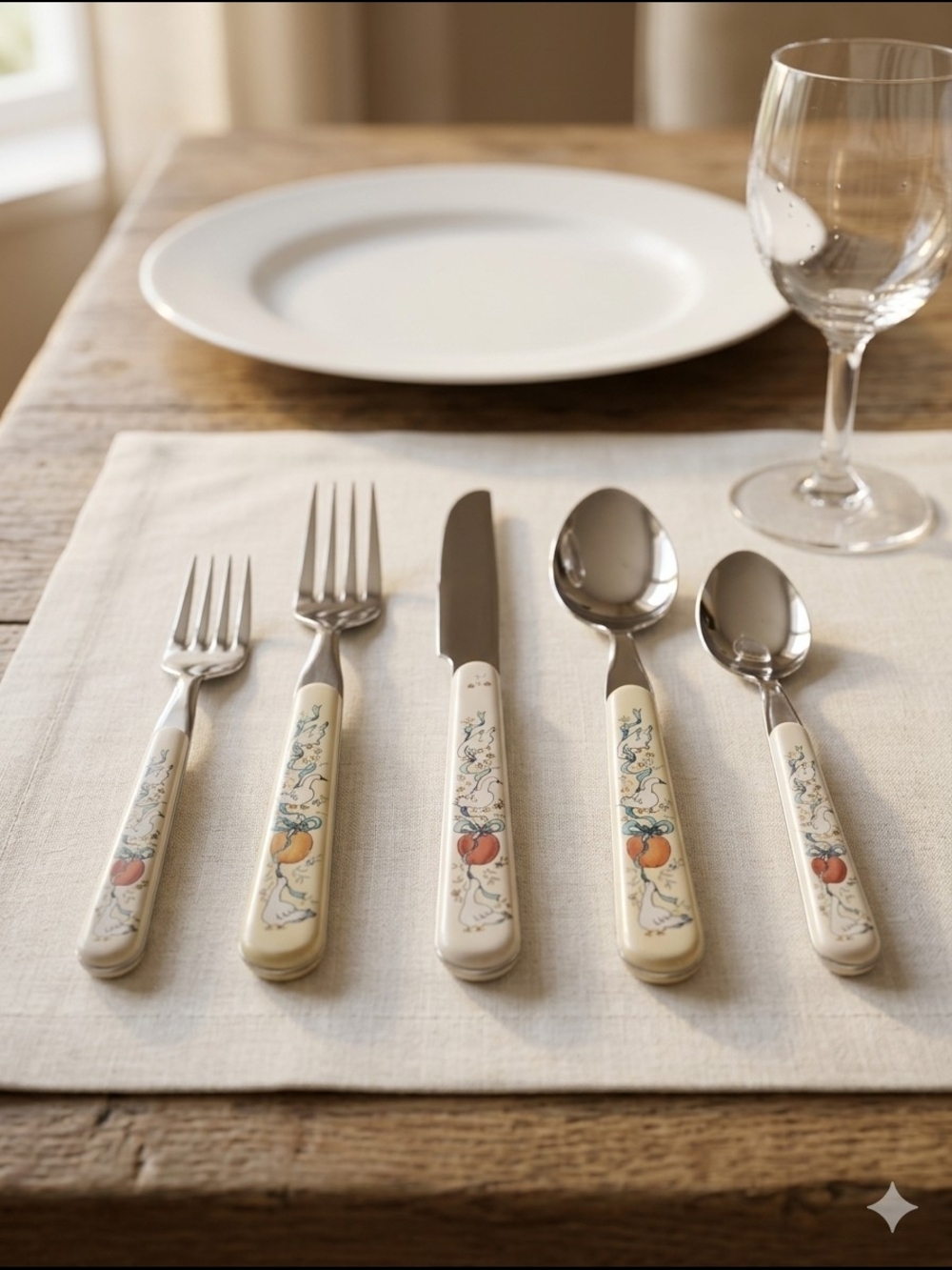 International China “Marmalade” Flatware Set for 4 – Vintage Goose Pattern